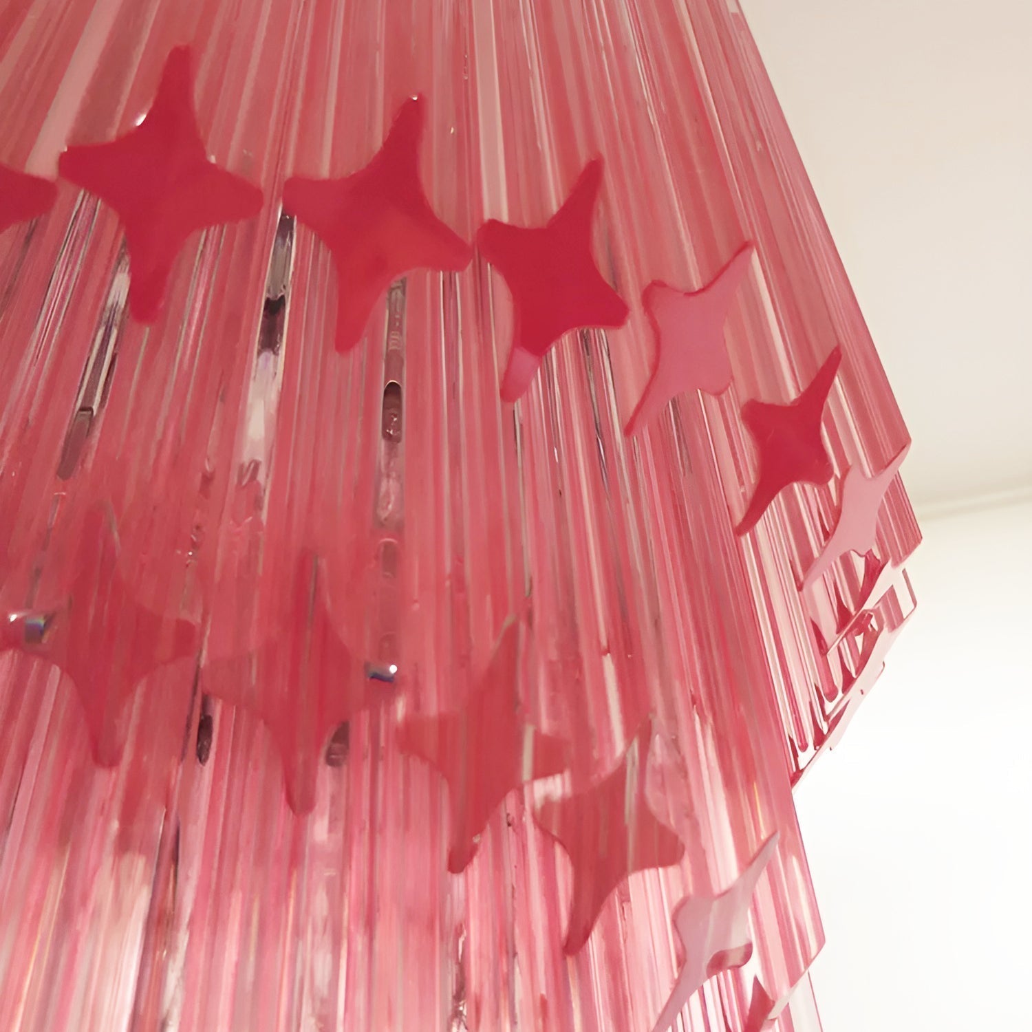 Reninelle Chandelier Spiral Pink Prism Tiered