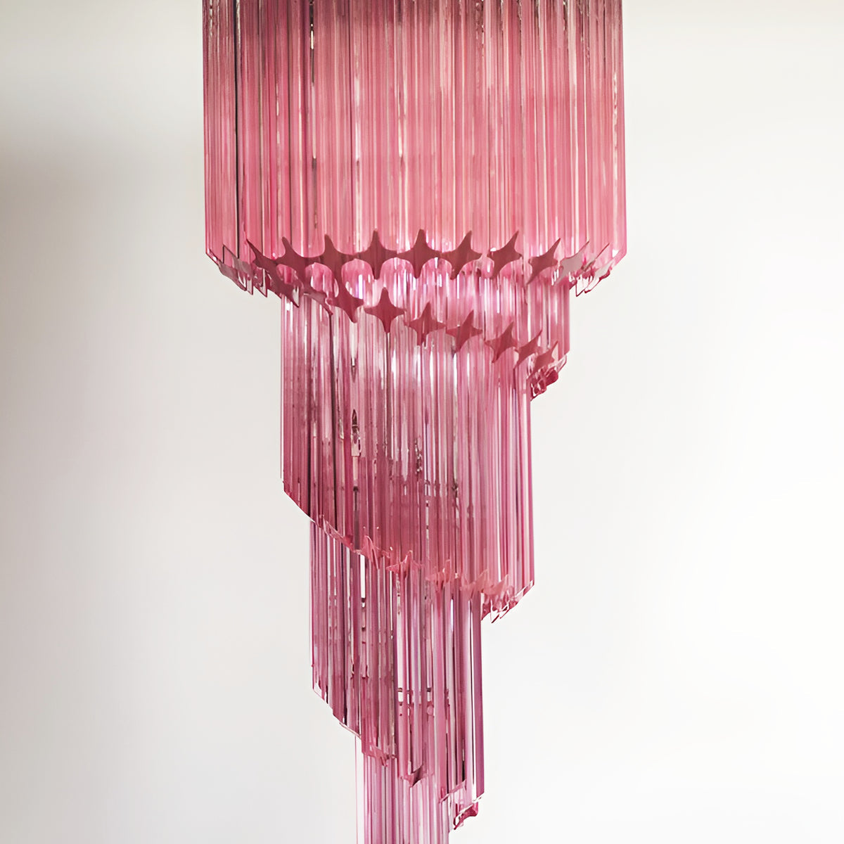 Reninelle Chandelier Spiral Pink Prism Tiered