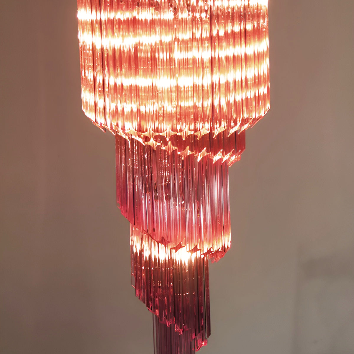 Reninelle Chandelier Spiral Pink Prism Tiered