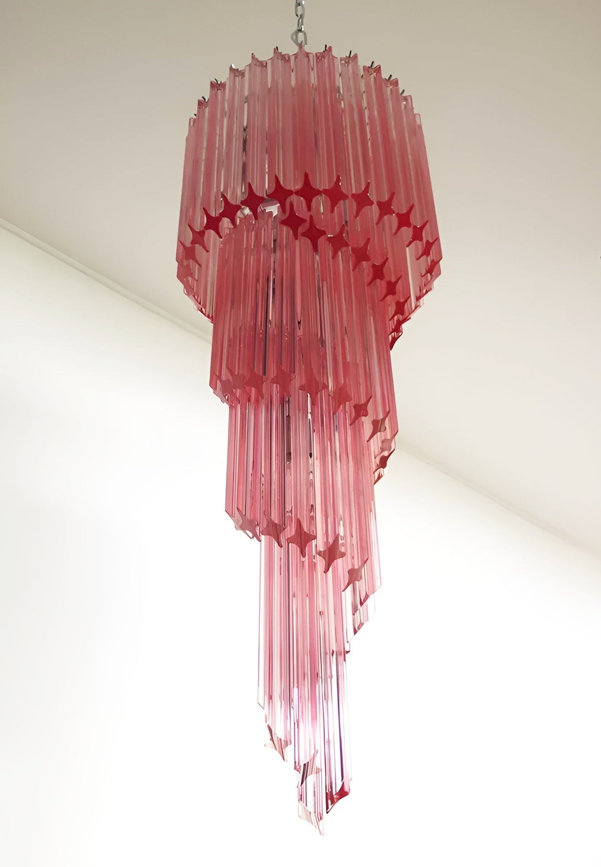 Reninelle Chandelier Spiral Pink Prism Tiered