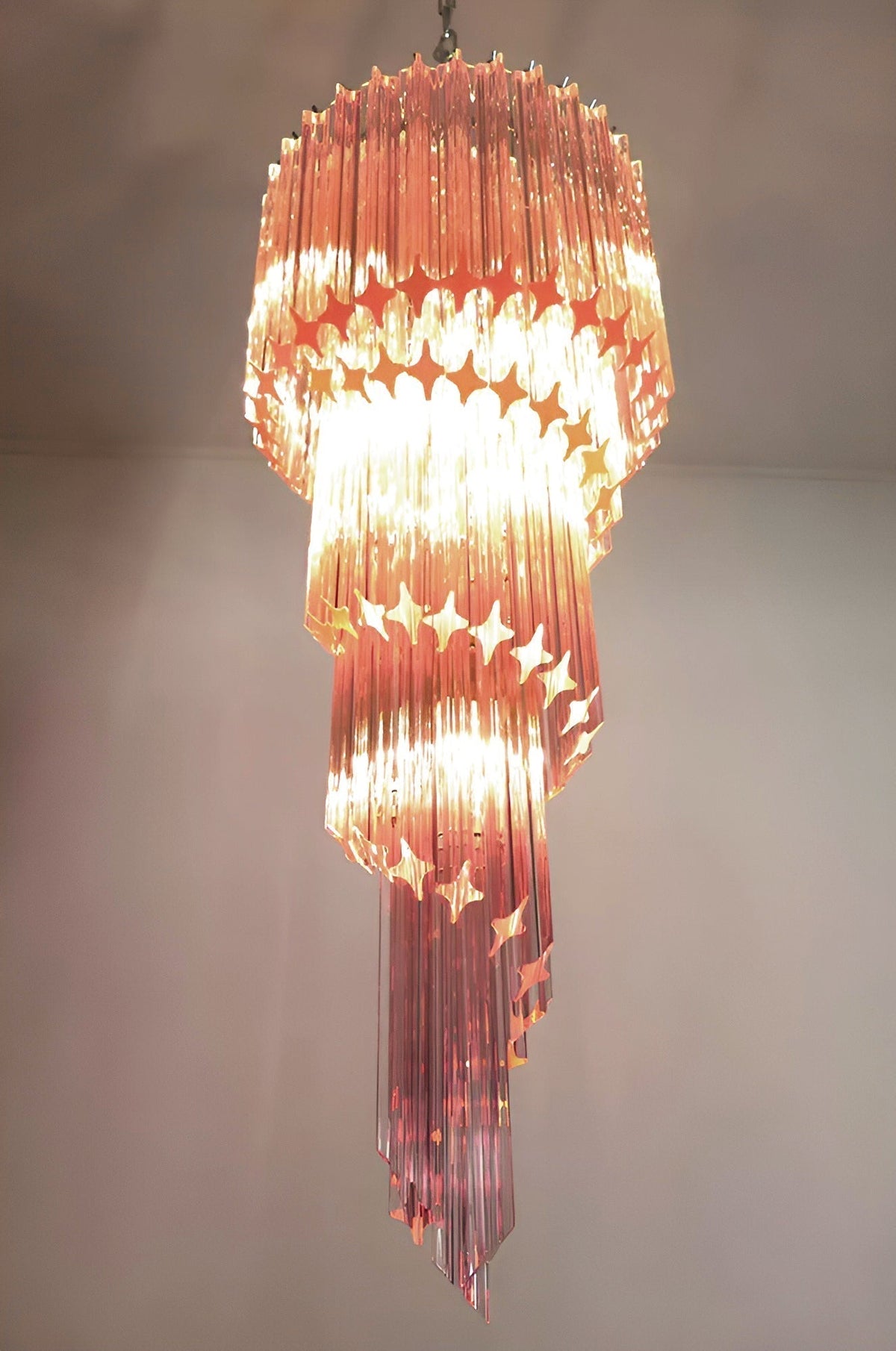 Reninelle Chandelier Spiral Pink Prism Tiered