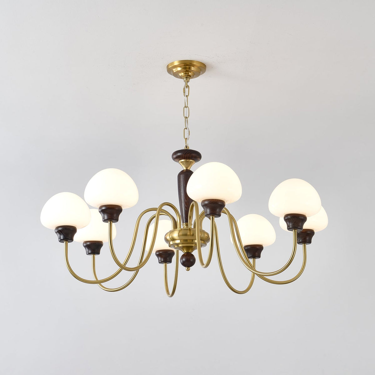 Rinivelle Chandelier Brass Wood Mushroom Classic