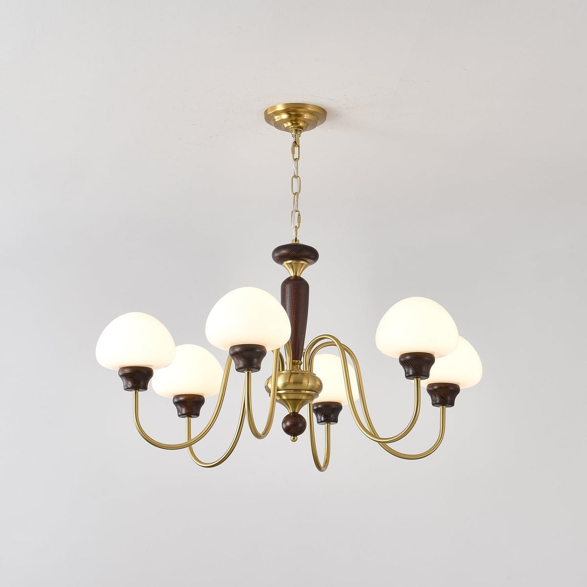 Rinivelle Chandelier Brass Wood Mushroom Classic