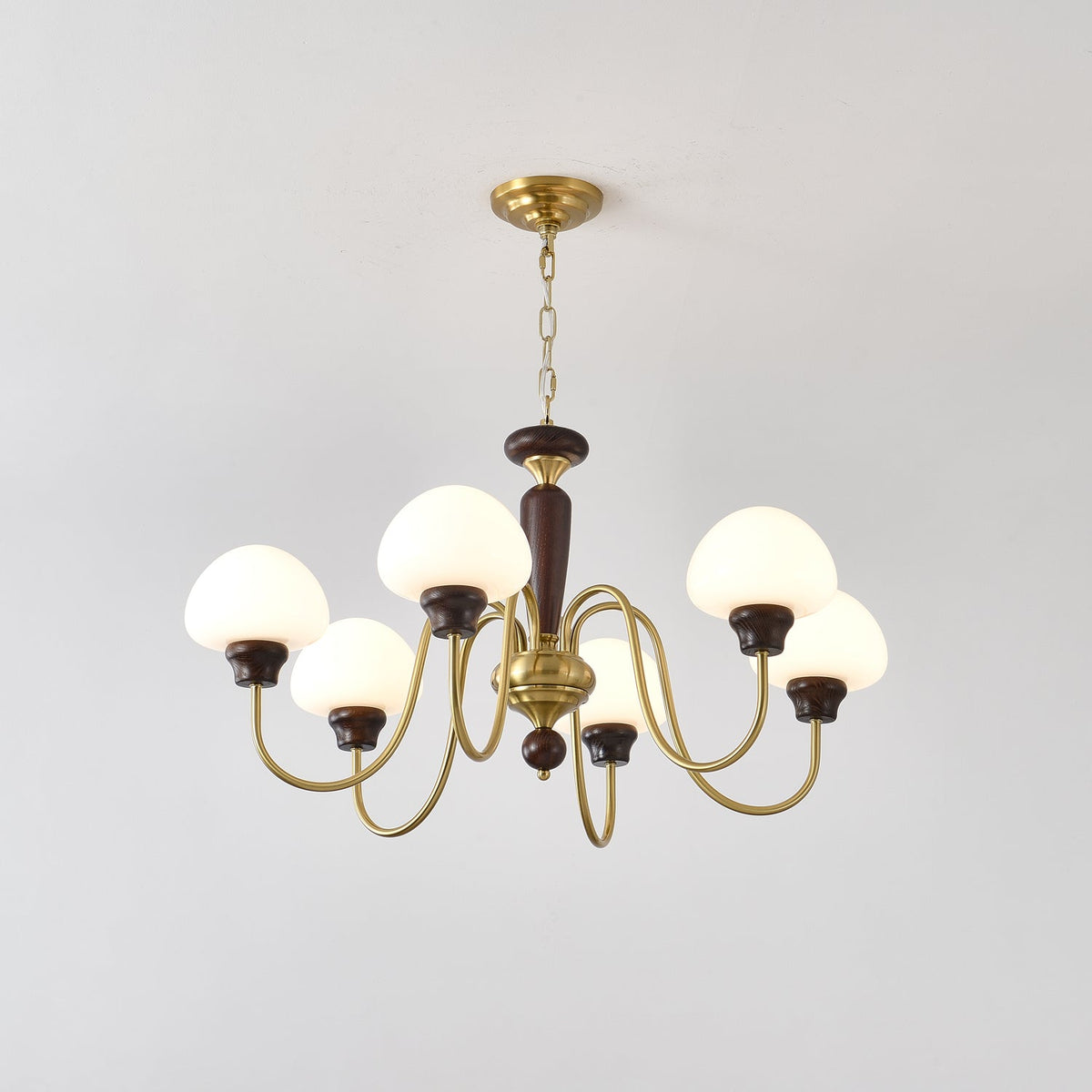 Rinivelle Chandelier Brass Wood Mushroom Classic