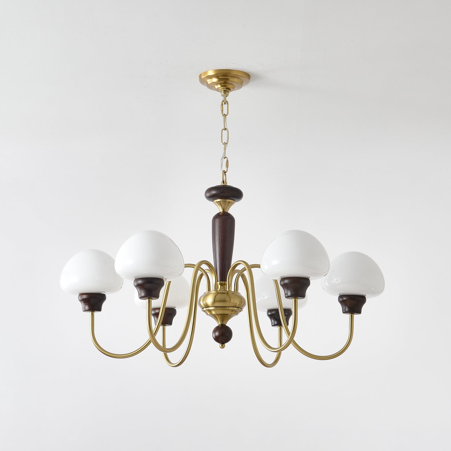 Rinivelle Chandelier Brass Wood Mushroom Classic
