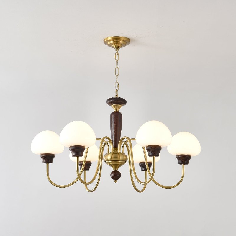 Rinivelle Chandelier Brass Wood Mushroom Classic