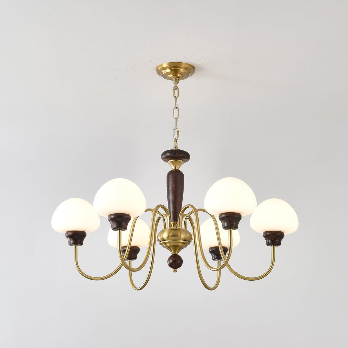 Rinivelle Chandelier Brass Wood Mushroom Classic
