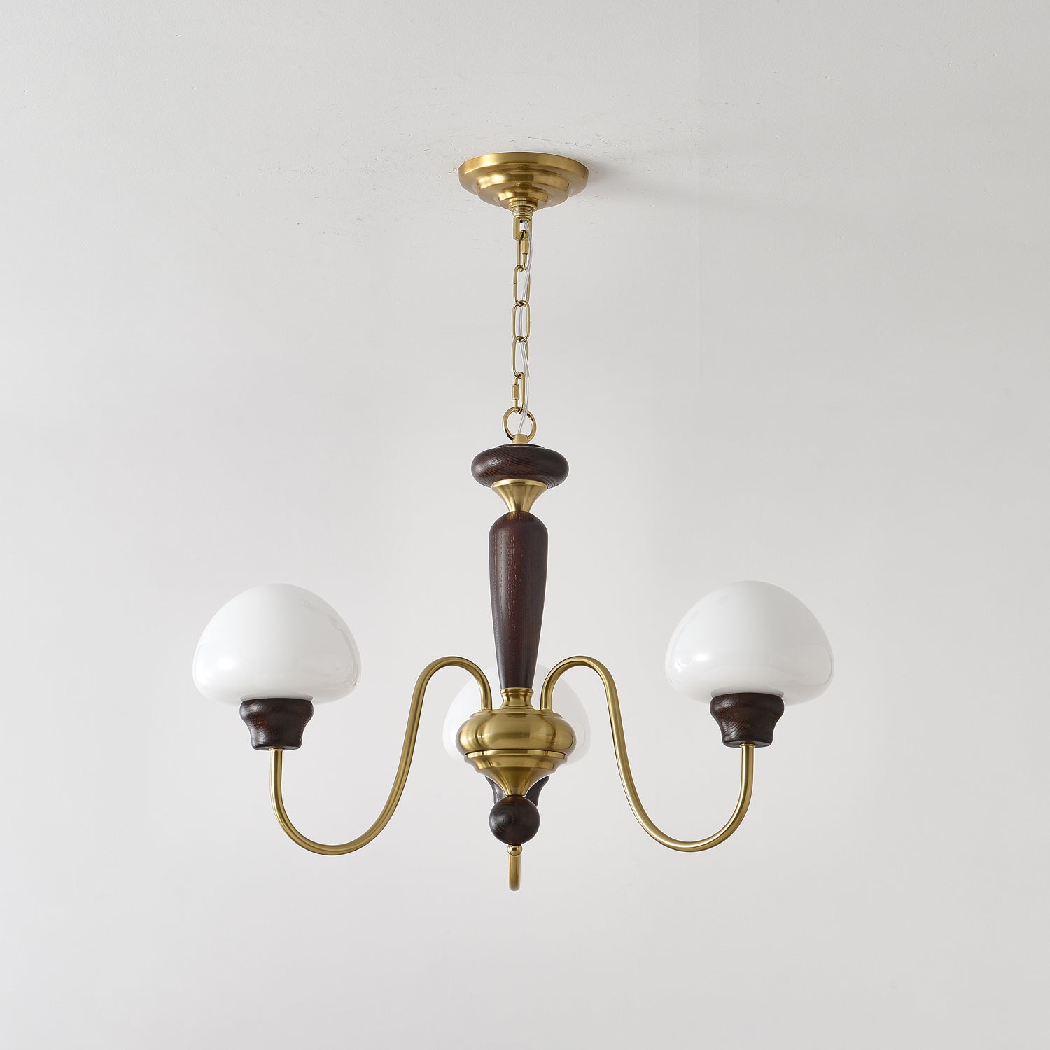 Rinivelle Chandelier Brass Wood Mushroom Classic