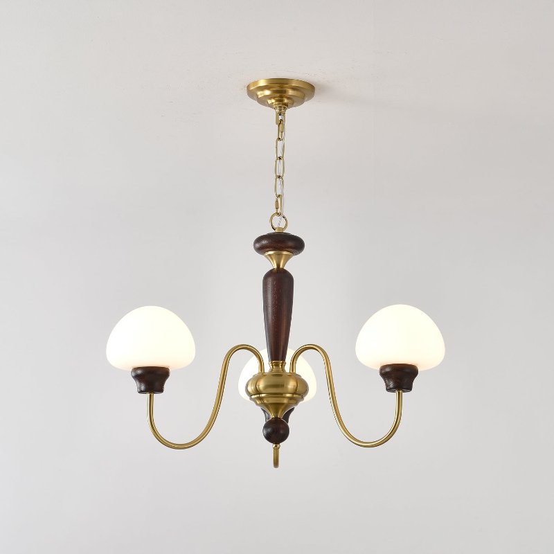 Rinivelle Chandelier Brass Wood Mushroom Classic