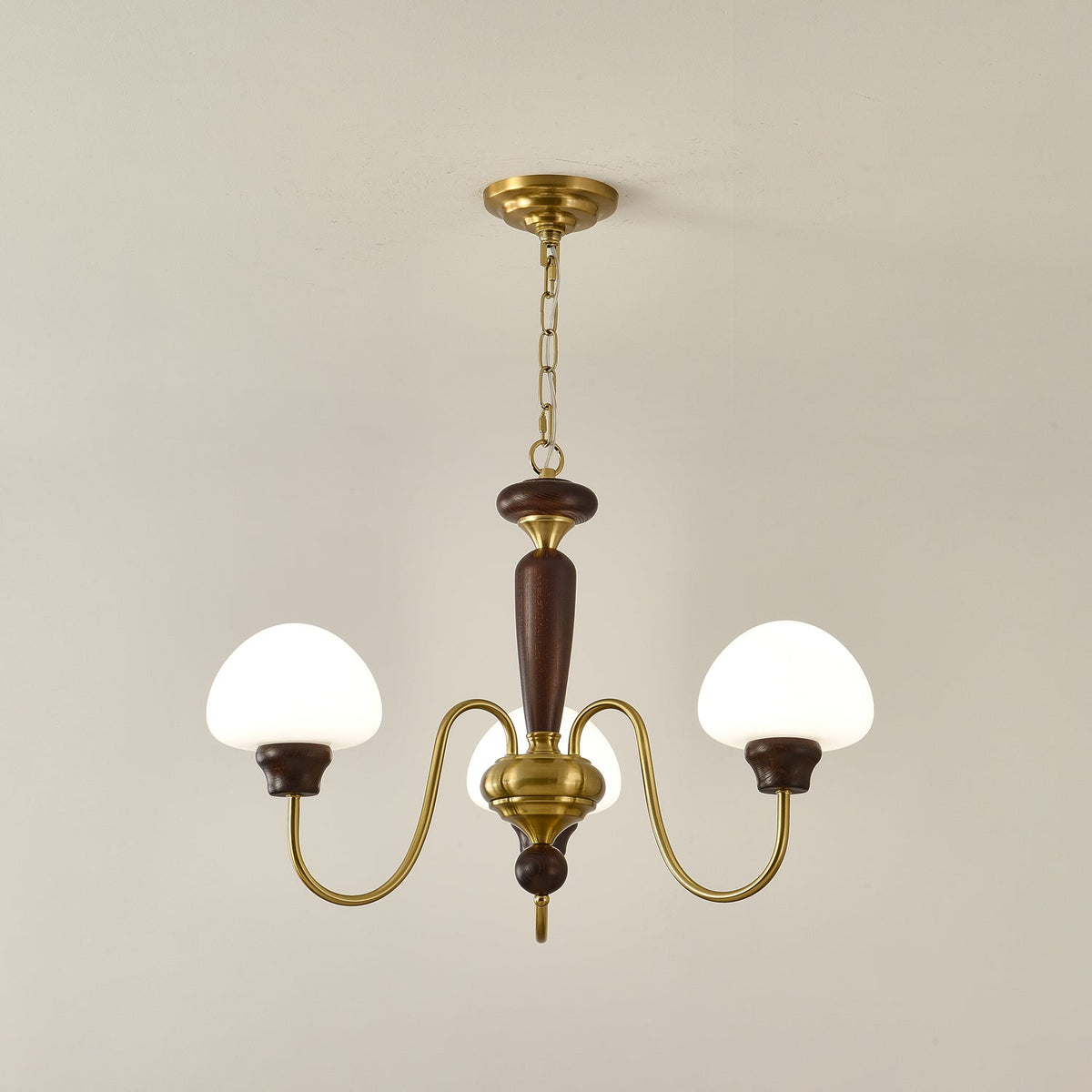 Rinivelle Chandelier Brass Wood Mushroom Classic