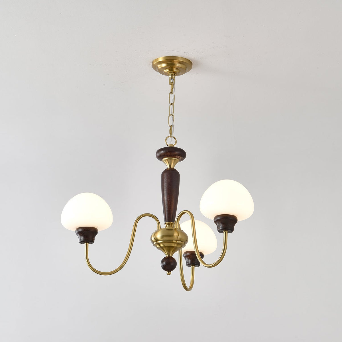 Rinivelle Chandelier Brass Wood Mushroom Classic