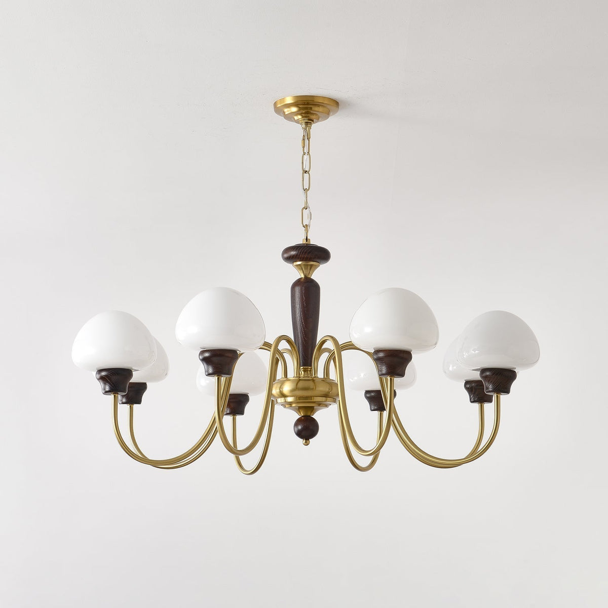 Rinivelle Chandelier Brass Wood Mushroom Classic