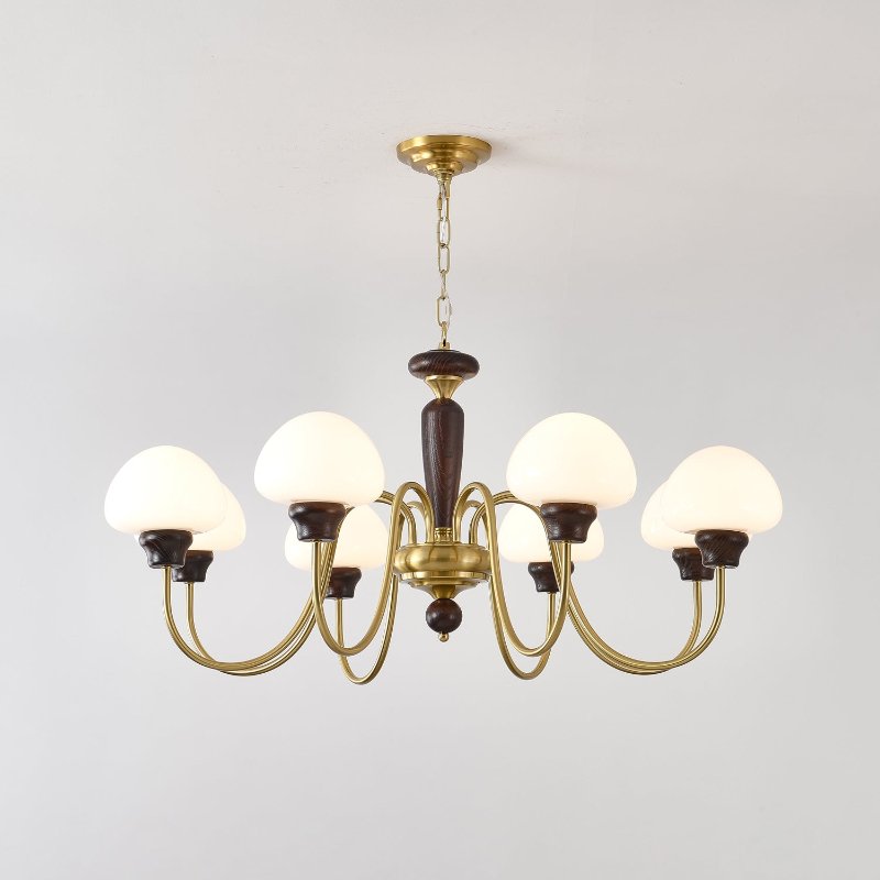 Rinivelle Chandelier Brass Wood Mushroom Classic