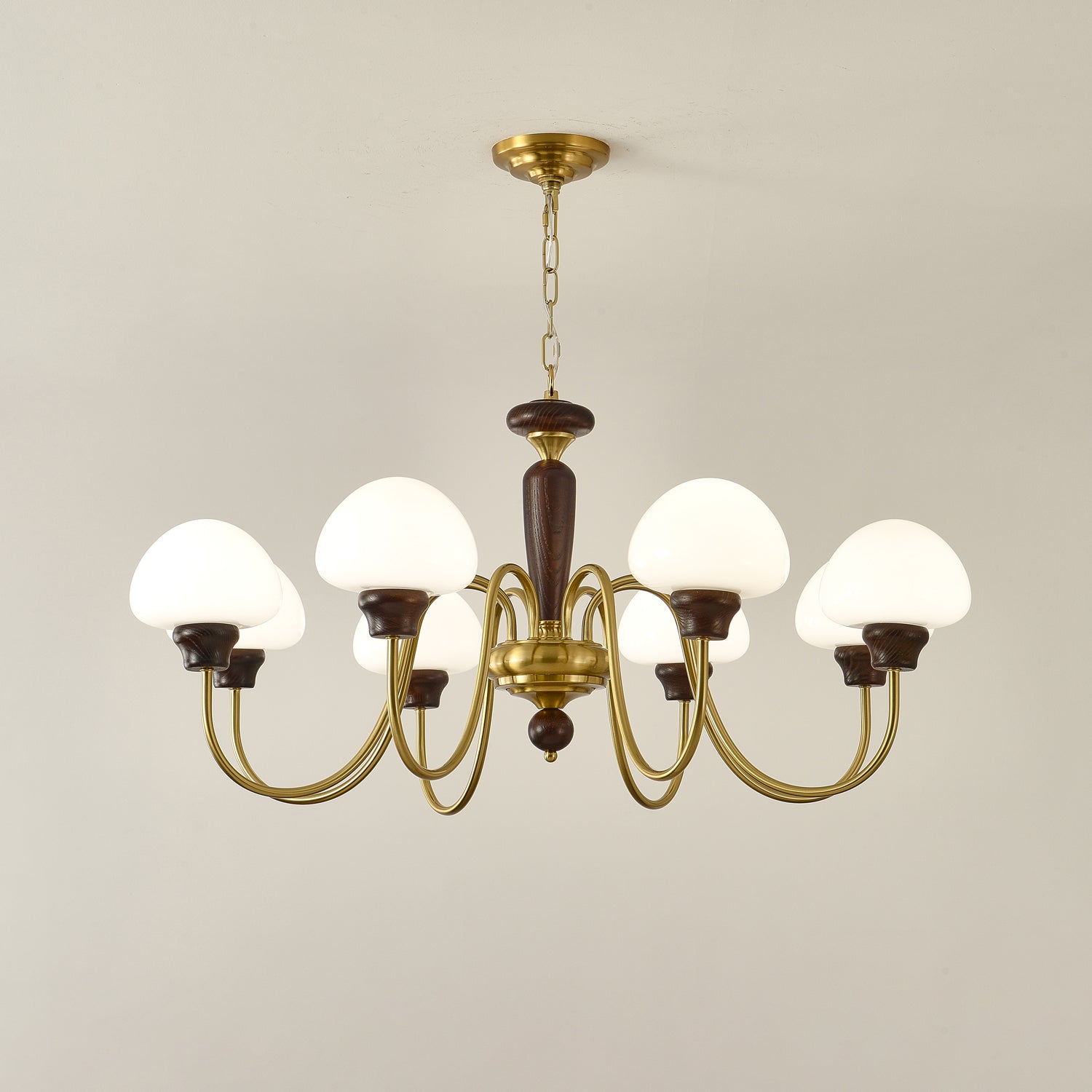 Rinivelle Chandelier Brass Wood Mushroom Classic