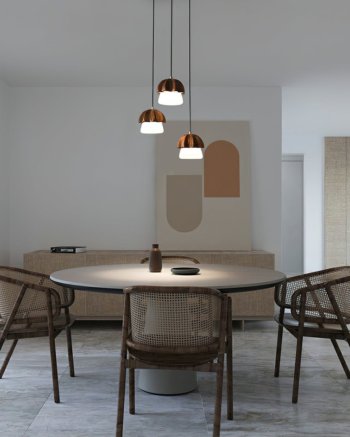 Rineine Pendant Lamp Mushroom Cluster Wood & Glass