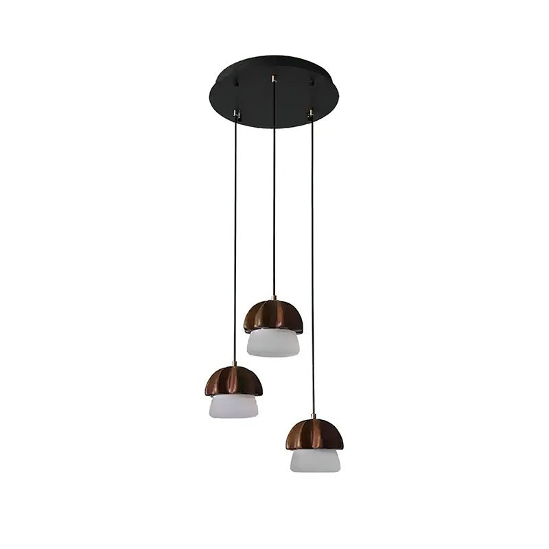 Rineine Pendant Lamp Mushroom Cluster Wood & Glass