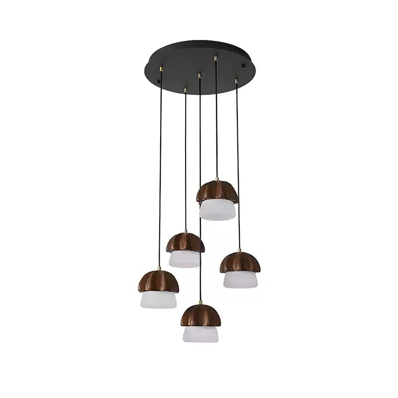 Rineine Pendant Lamp Mushroom Cluster Wood & Glass