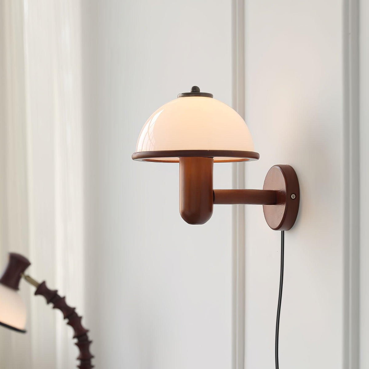 Rinerise Wall Lamp Mushroom Wood Oak