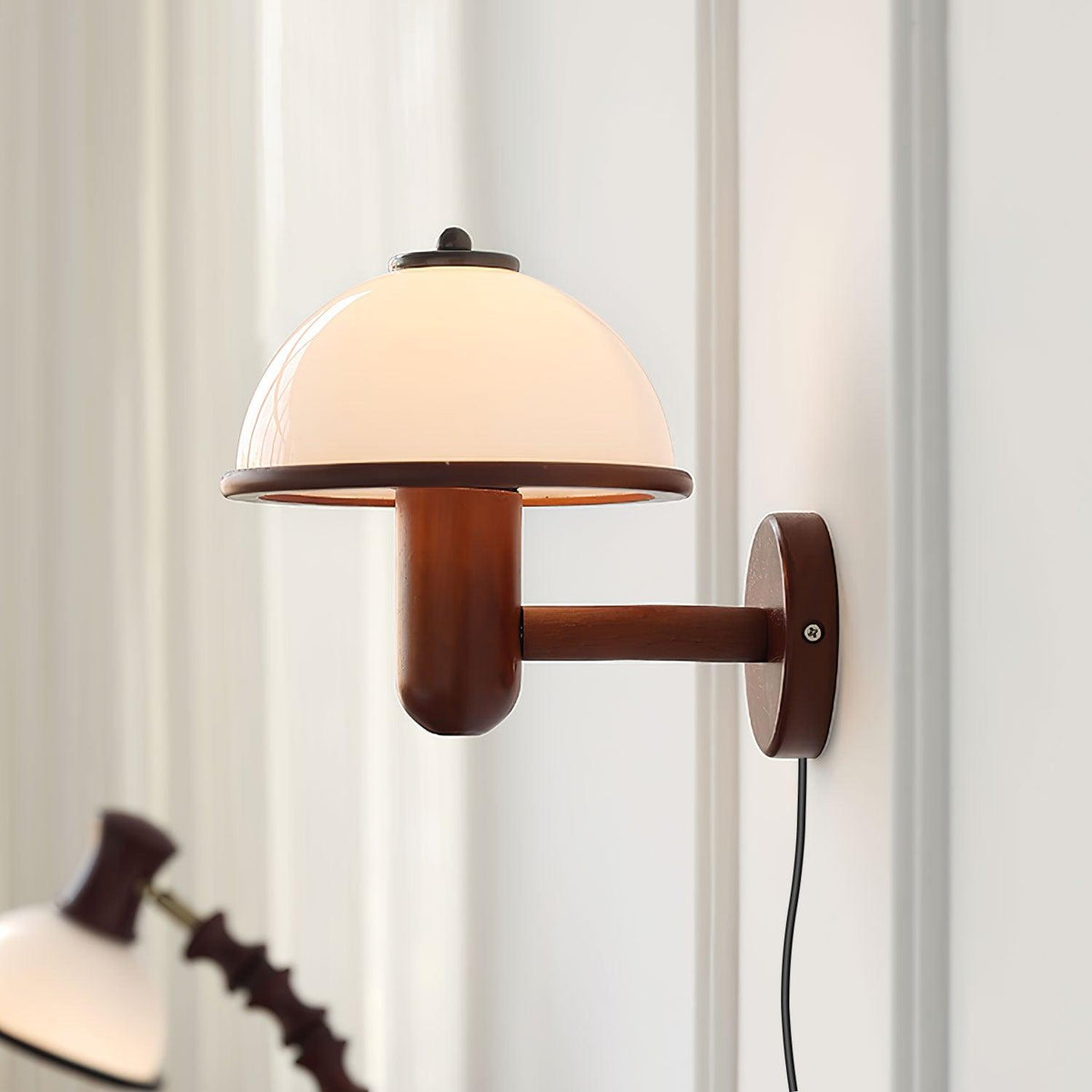 Rinerise Wall Lamp Mushroom Wood Oak