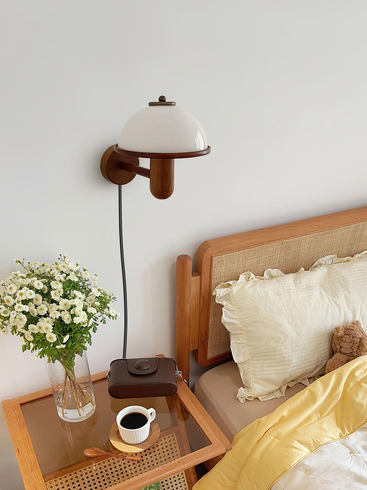 Rinerise Wall Lamp Mushroom Wood Oak