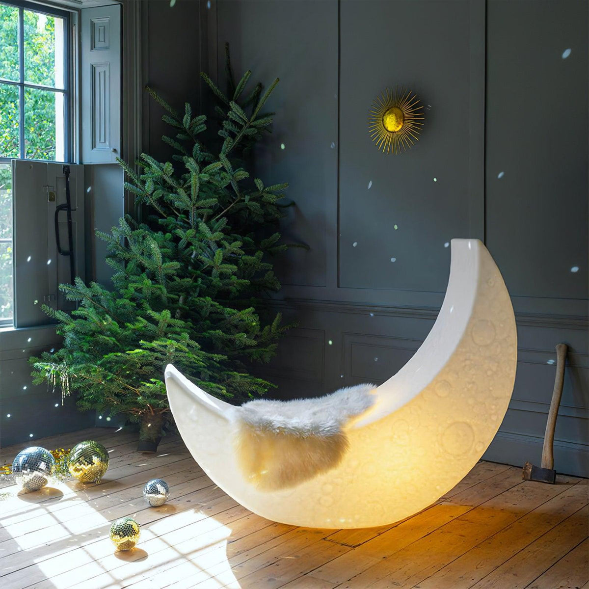 Zetheor Crescent Moon Resin Floor Lamp