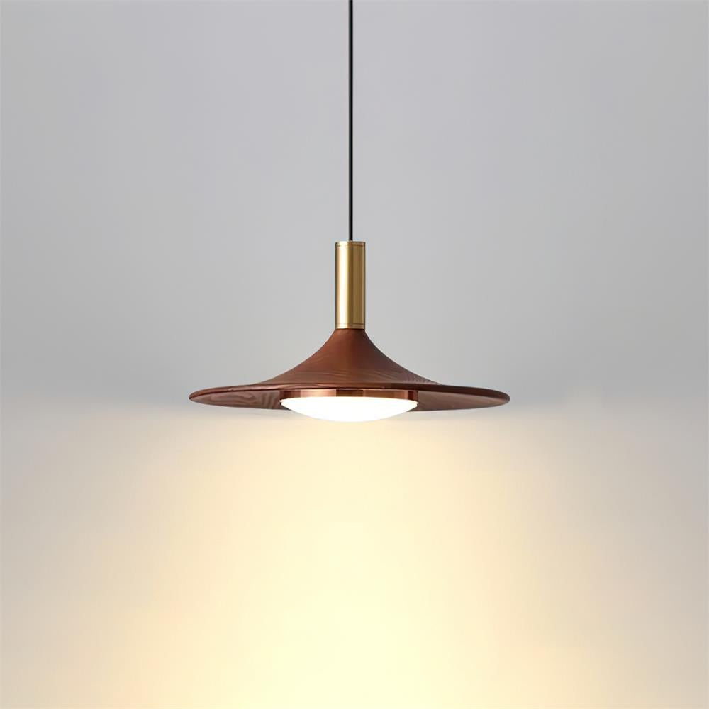 Pendant Lamp Wood-Grain Disc LED Acrylic Midcentury - Neutral Decor