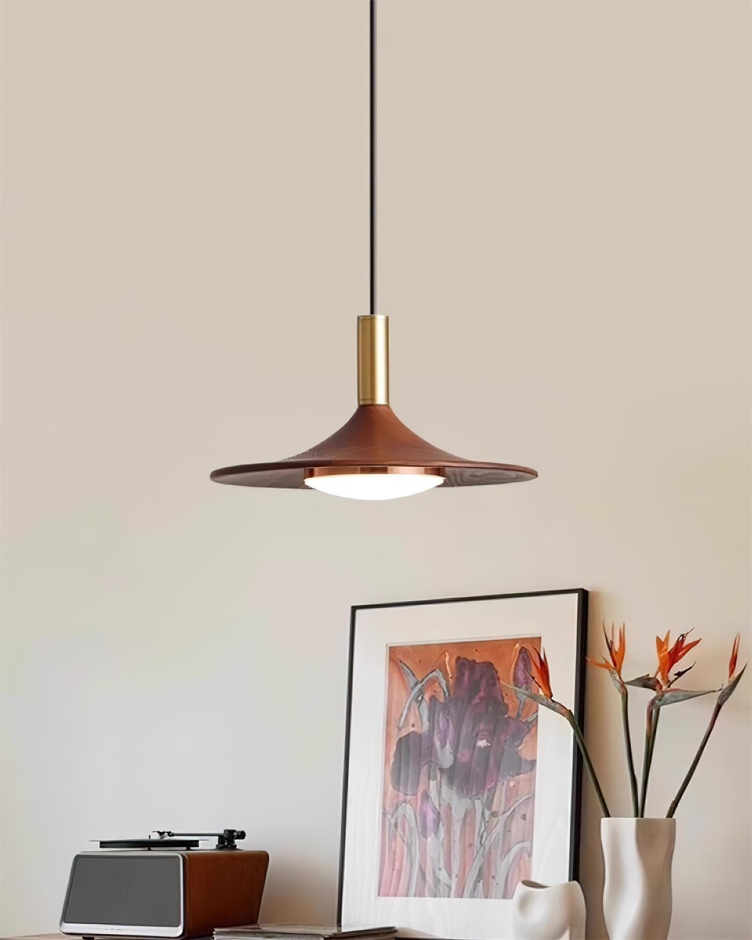 Pendant Lamp Wood-Grain Disc LED Acrylic Midcentury - Neutral Decor
