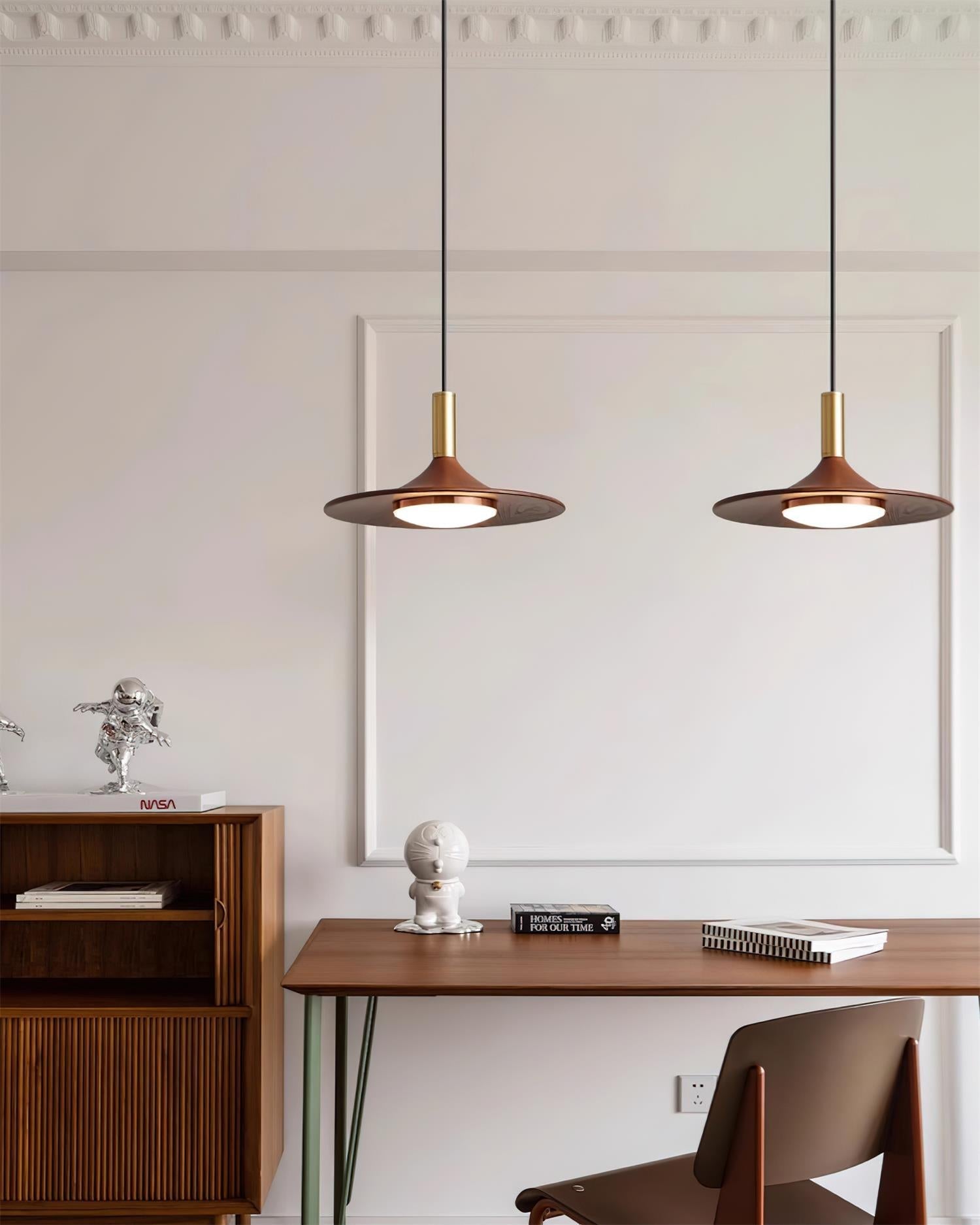 Pendant Lamp Wood-Grain Disc LED Acrylic Midcentury - Neutral Decor