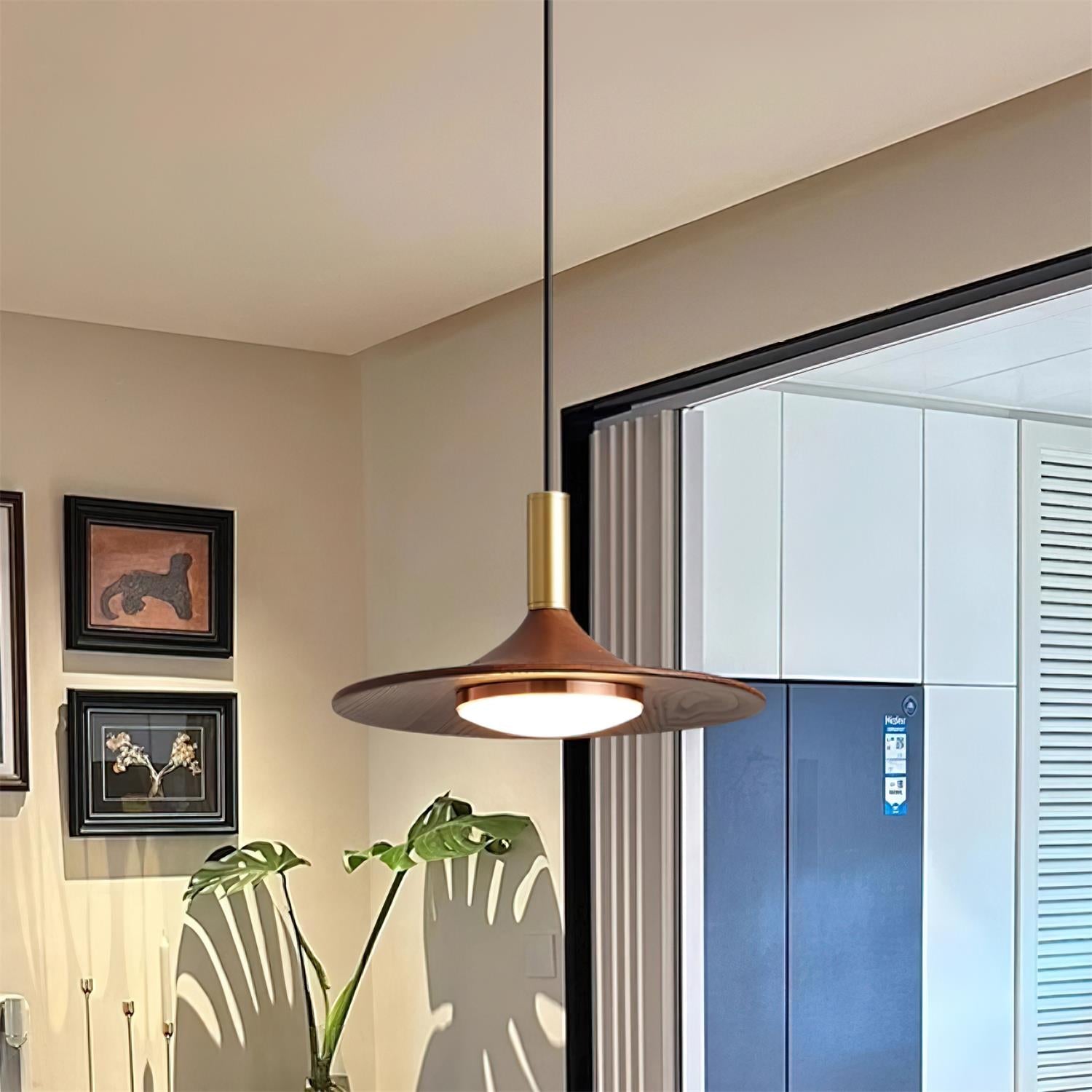 Pendant Lamp Wood-Grain Disc LED Acrylic Midcentury - Neutral Decor
