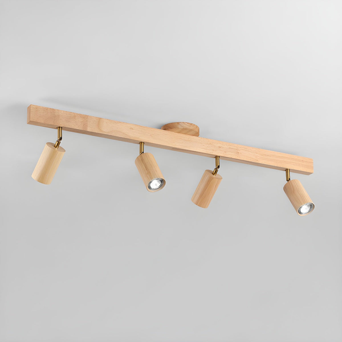 Nola Ceiling Lamp Natural Wood Beam with Spotlight