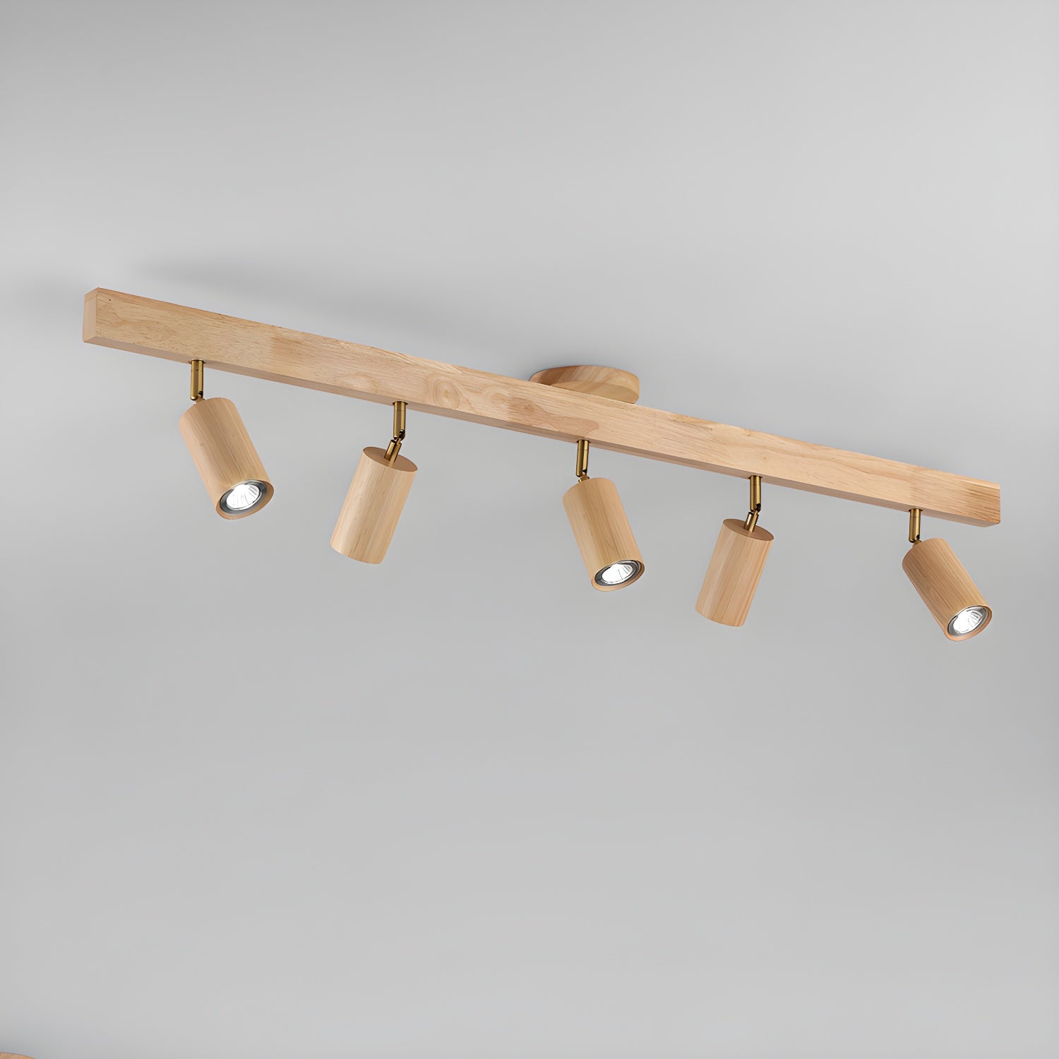 Nola Ceiling Lamp Natural Wood Beam with Spotlight