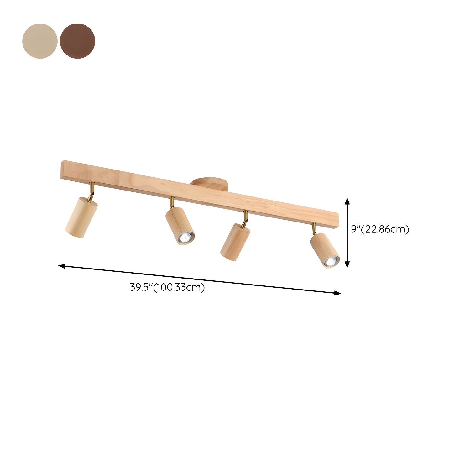 Nola Ceiling Lamp Natural Wood Beam with Spotlight