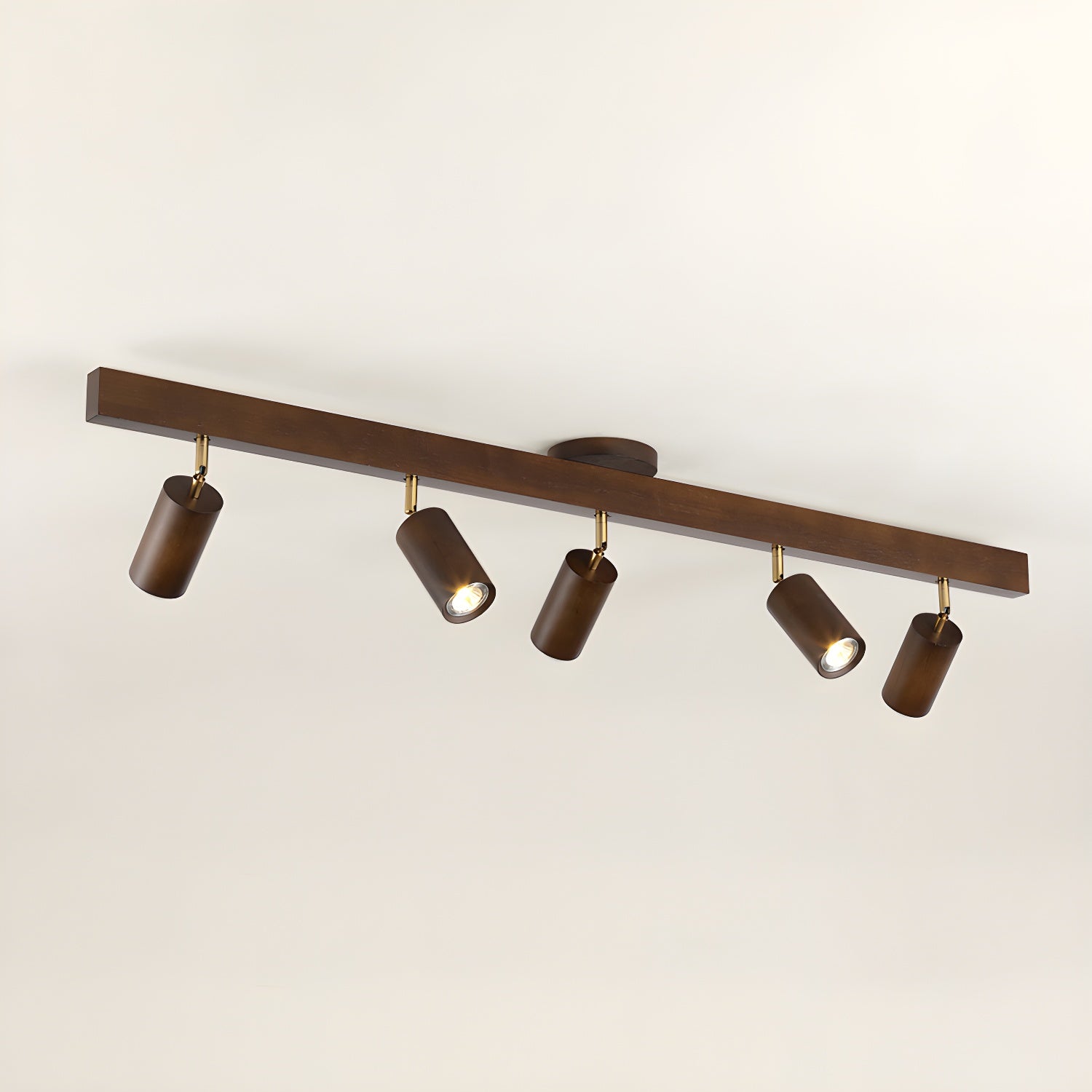 Nola Ceiling Lamp Natural Wood Beam with Spotlight