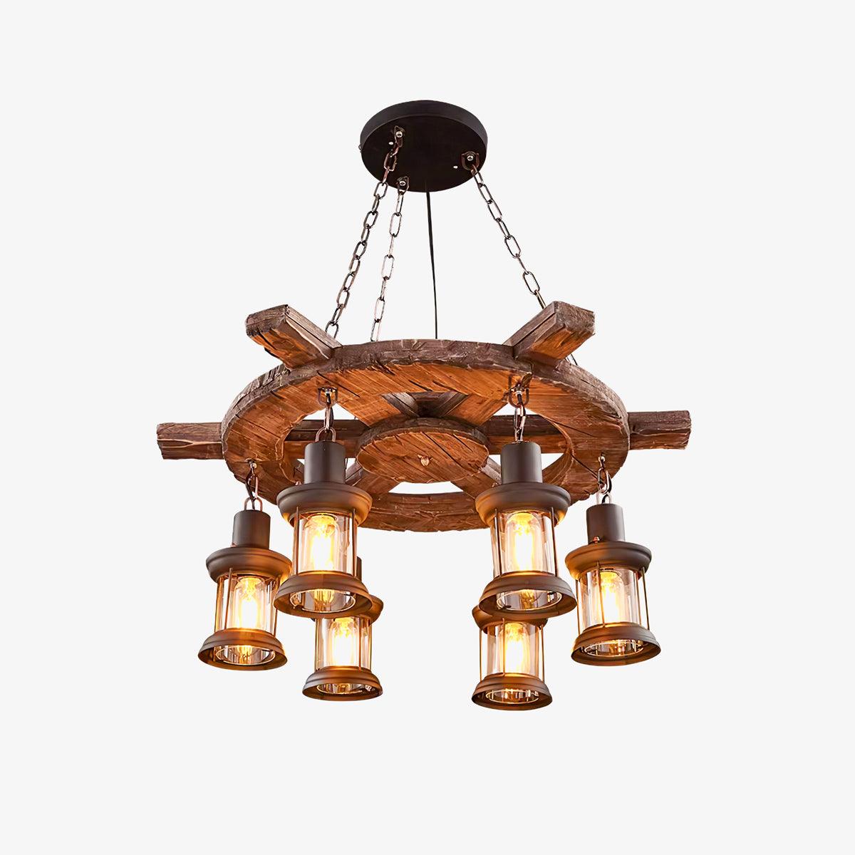 Aurzorir Vintage Wood Chandelier