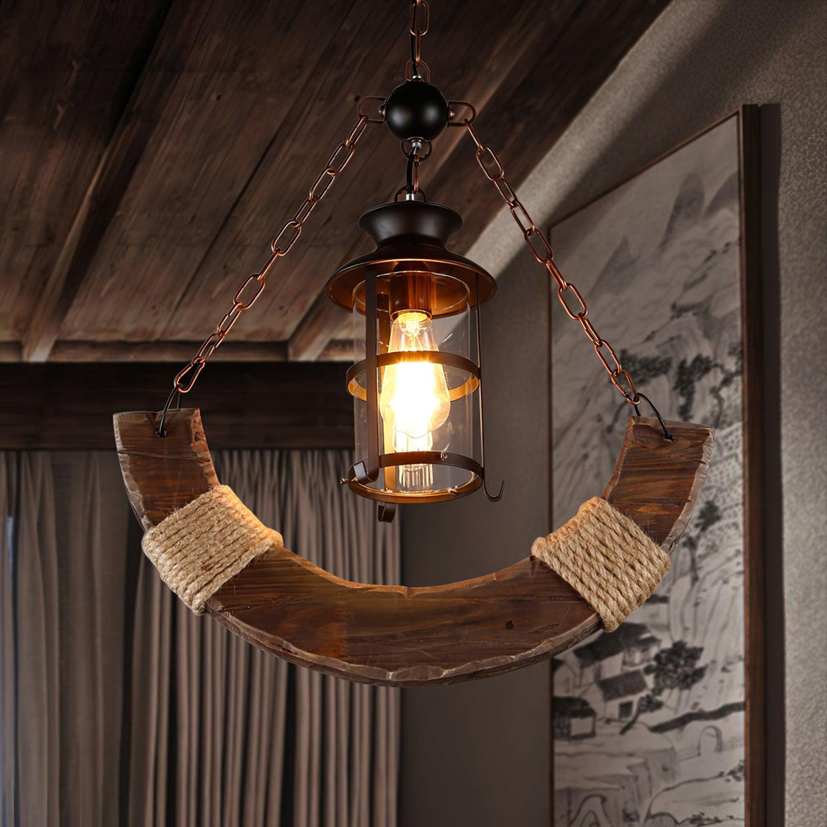 Aurzorir Vintage Wood Chandelier