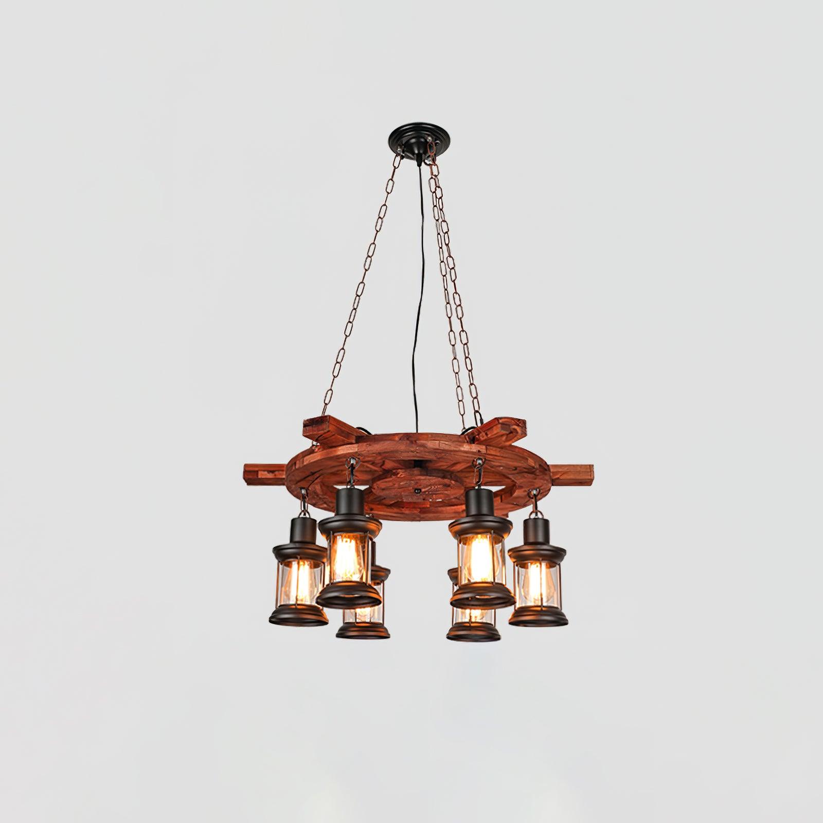 Aurzorir Vintage Wood Chandelier