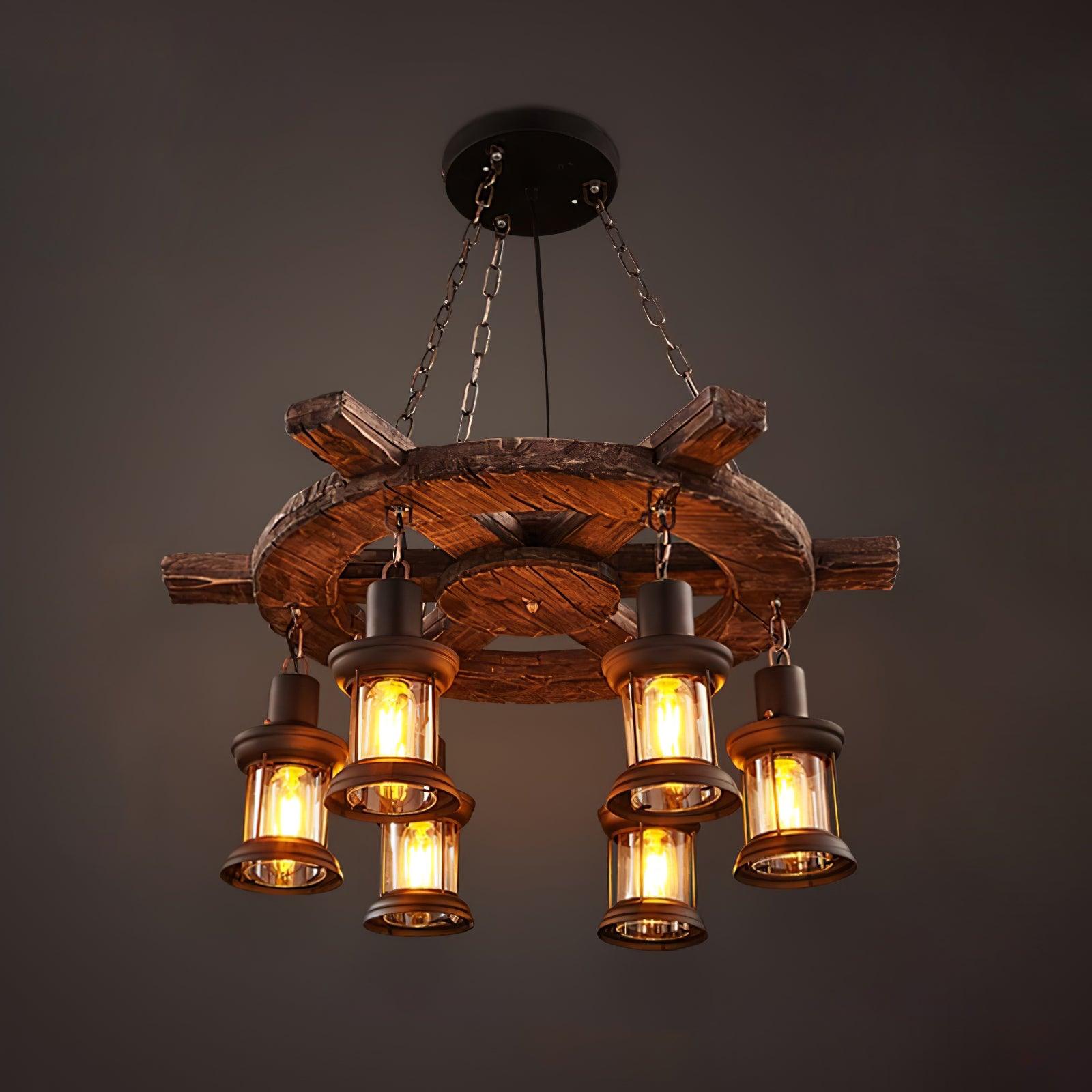 Aurzorir Vintage Wood Chandelier