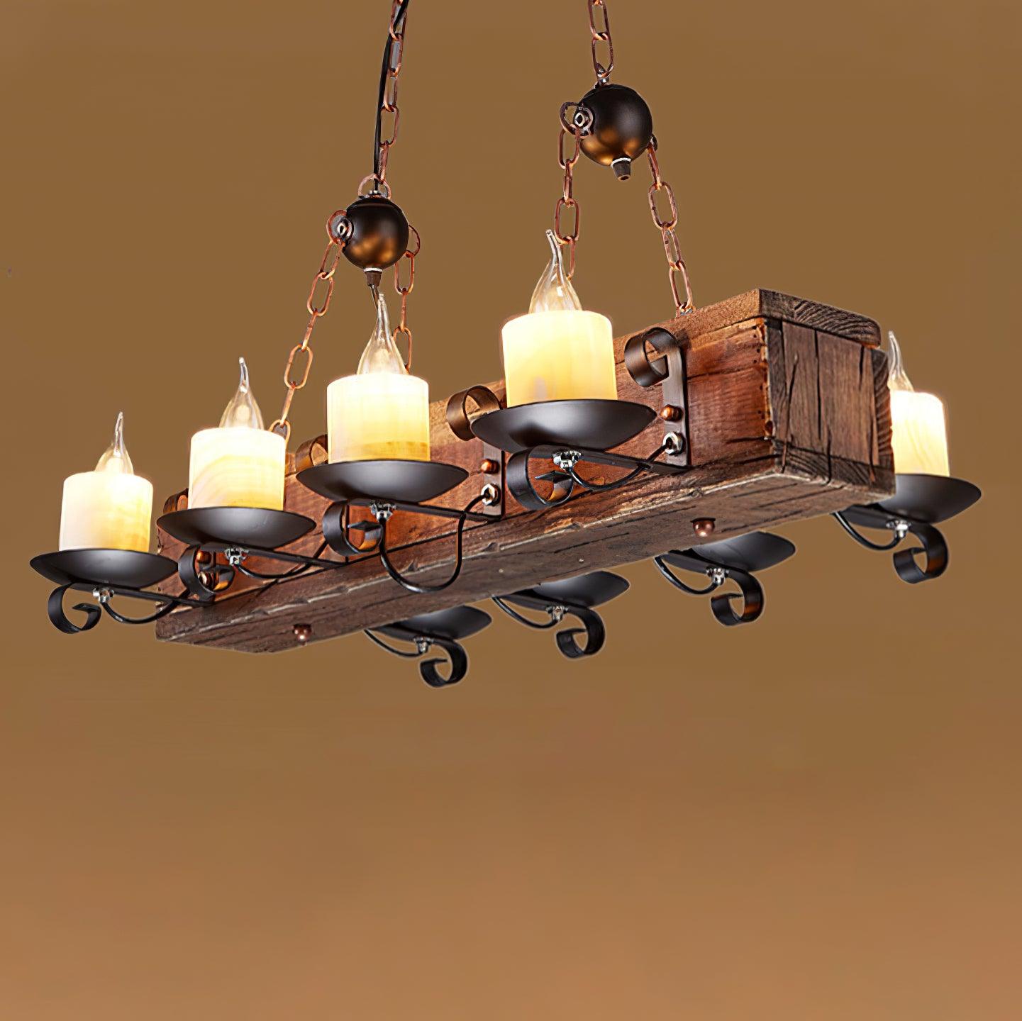 Aurzorir Vintage Wood Chandelier