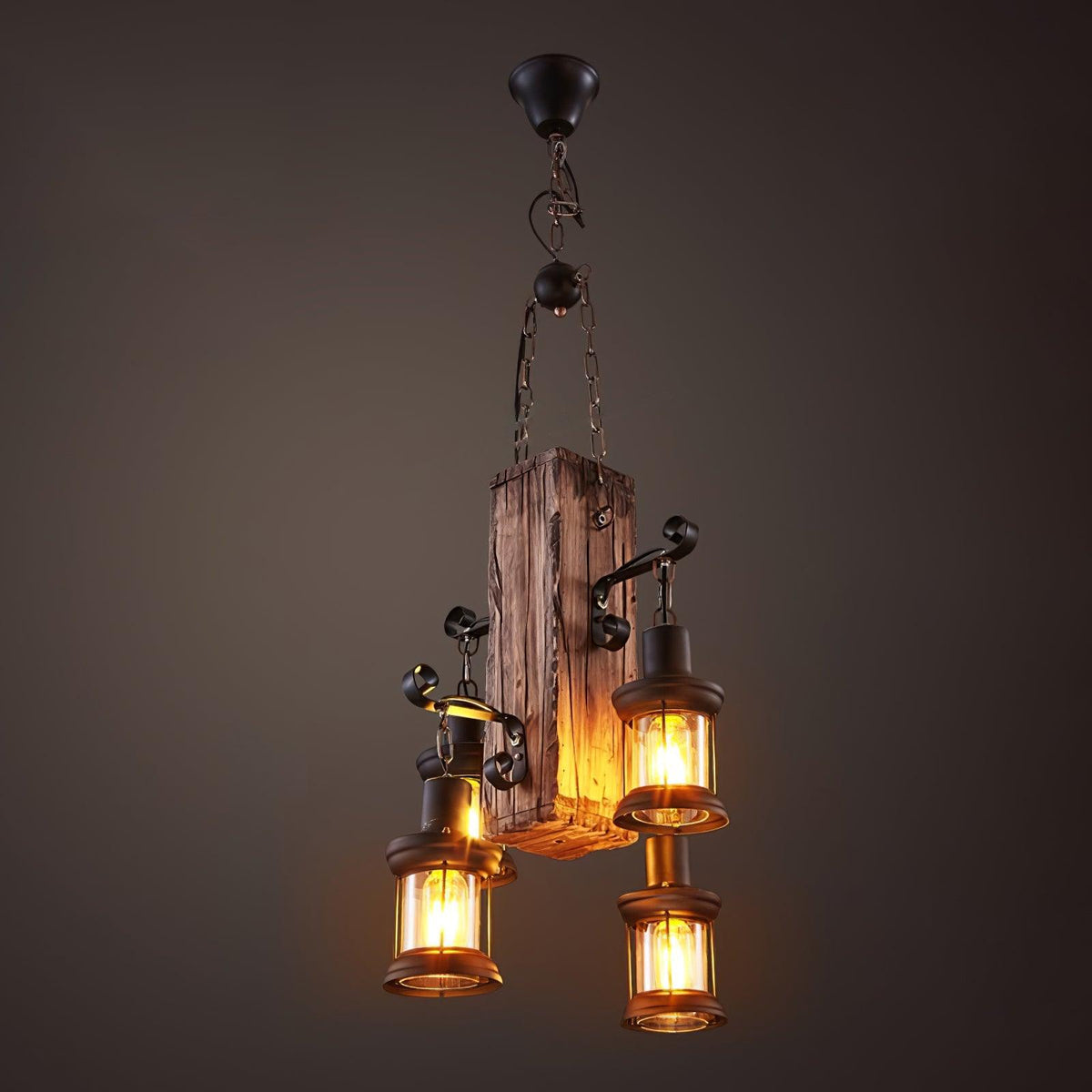 Aurzorir Vintage Wood Chandelier
