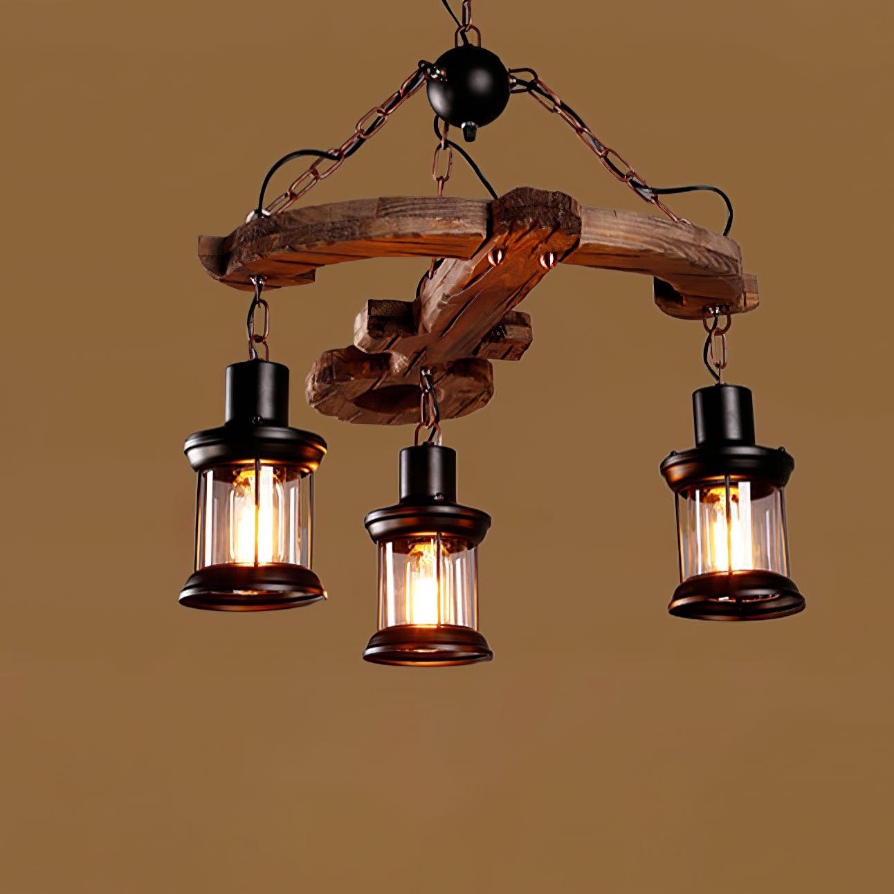 Aurzorir Vintage Wood Chandelier