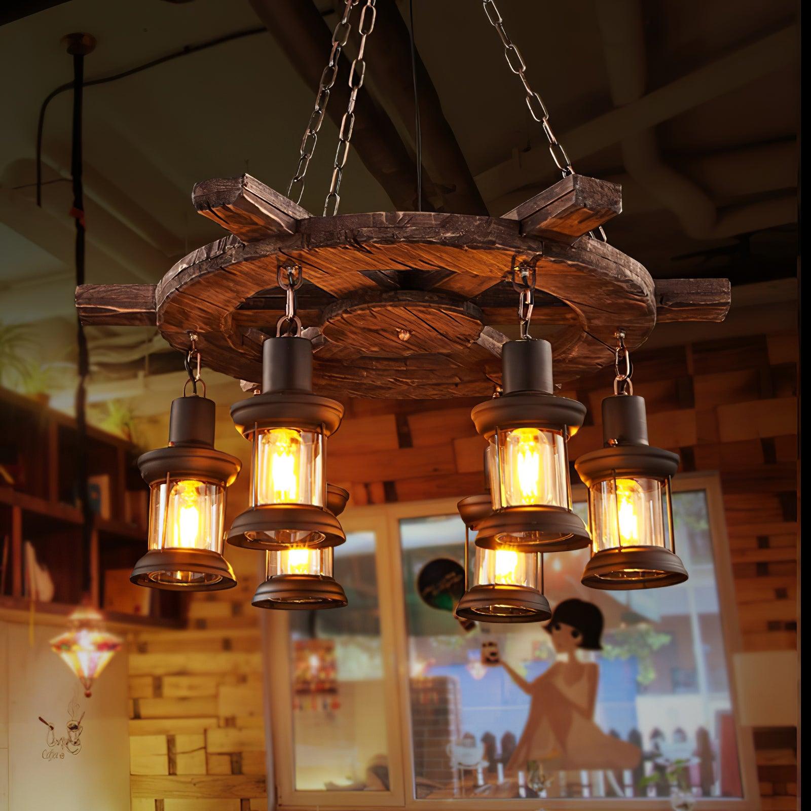 Aurzorir Vintage Wood Chandelier