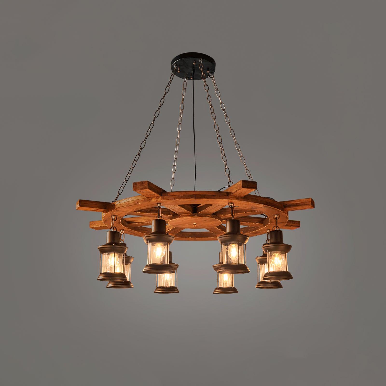 Aurzorir Vintage Wood Chandelier