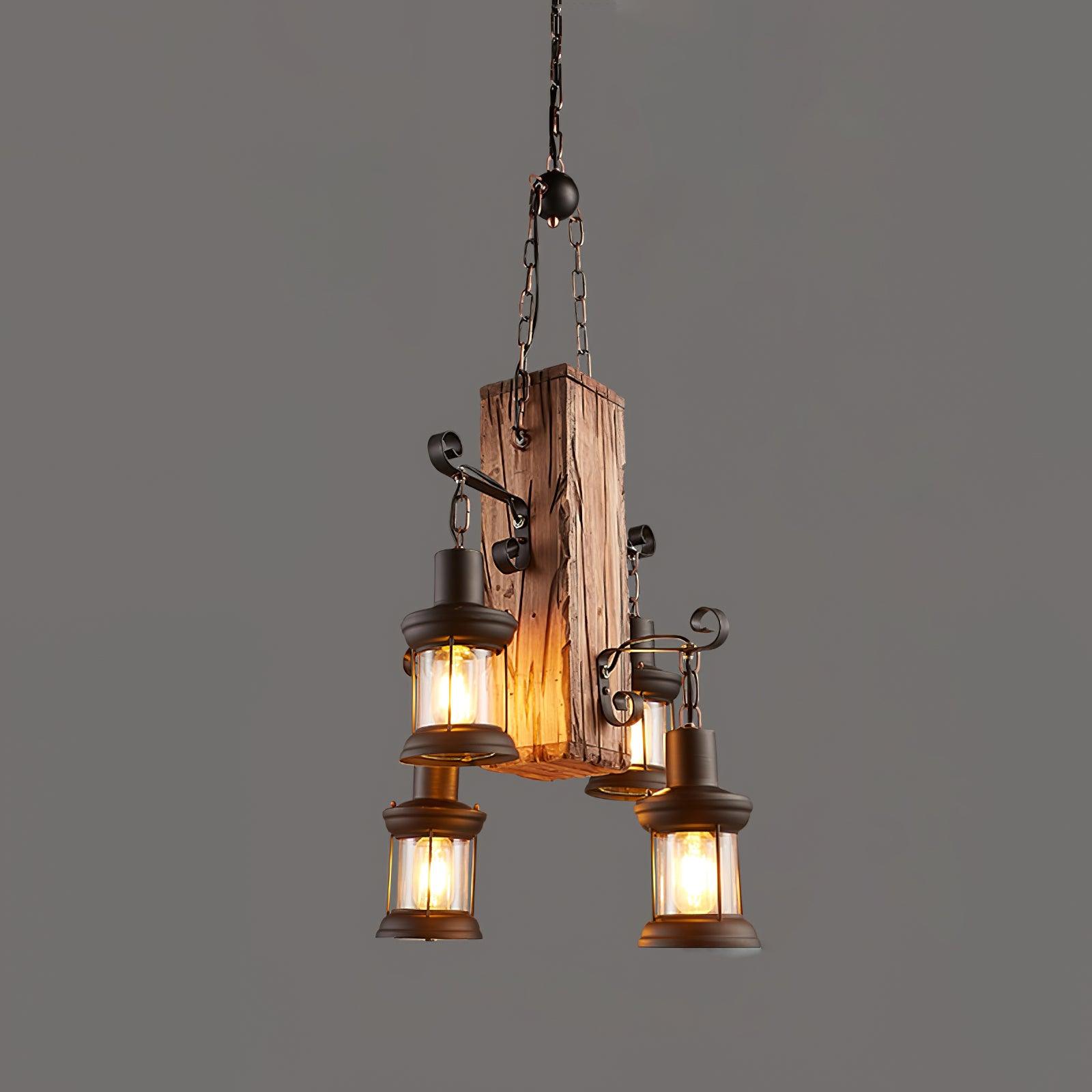 Aurzorir Vintage Wood Chandelier