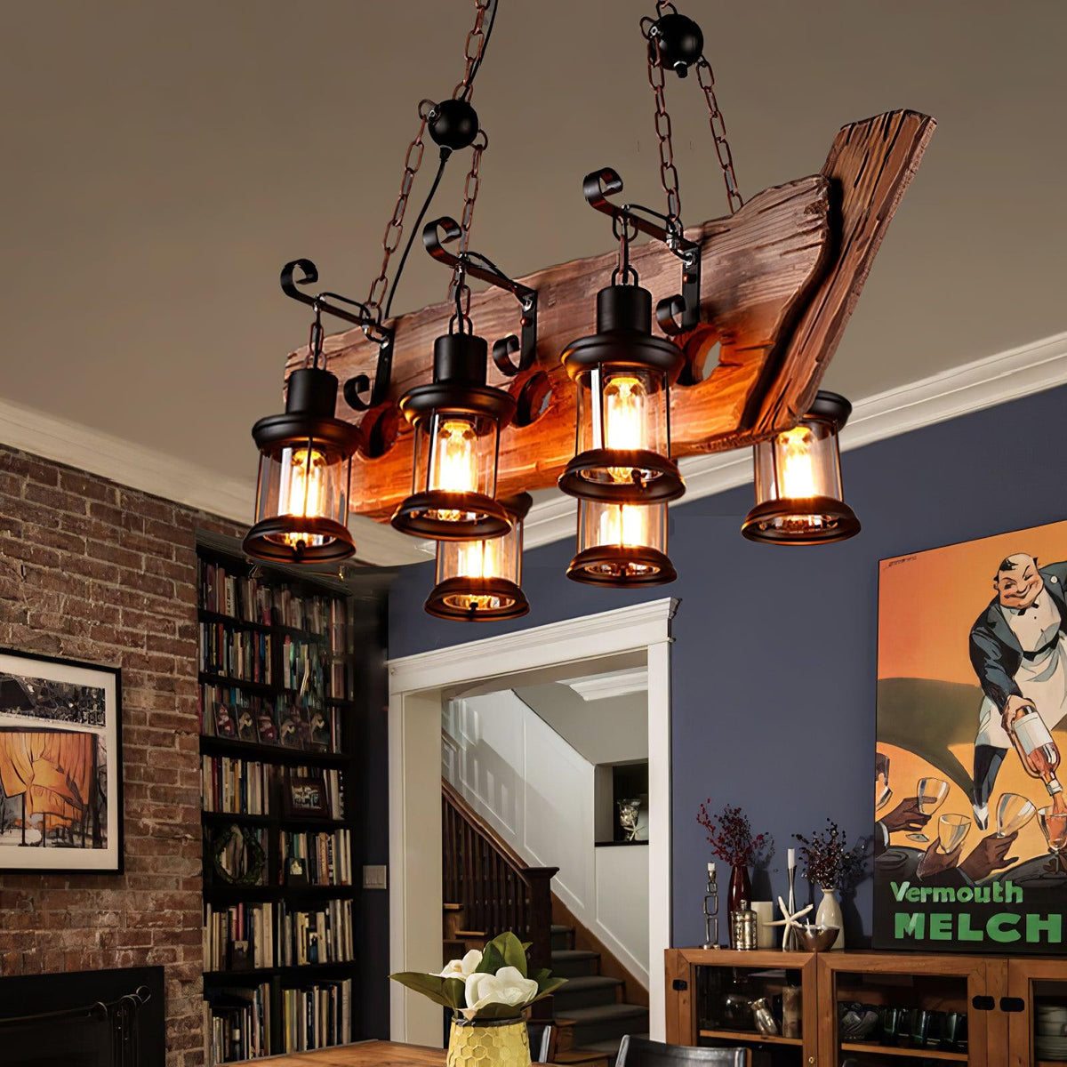 Aurzorir Vintage Wood Chandelier