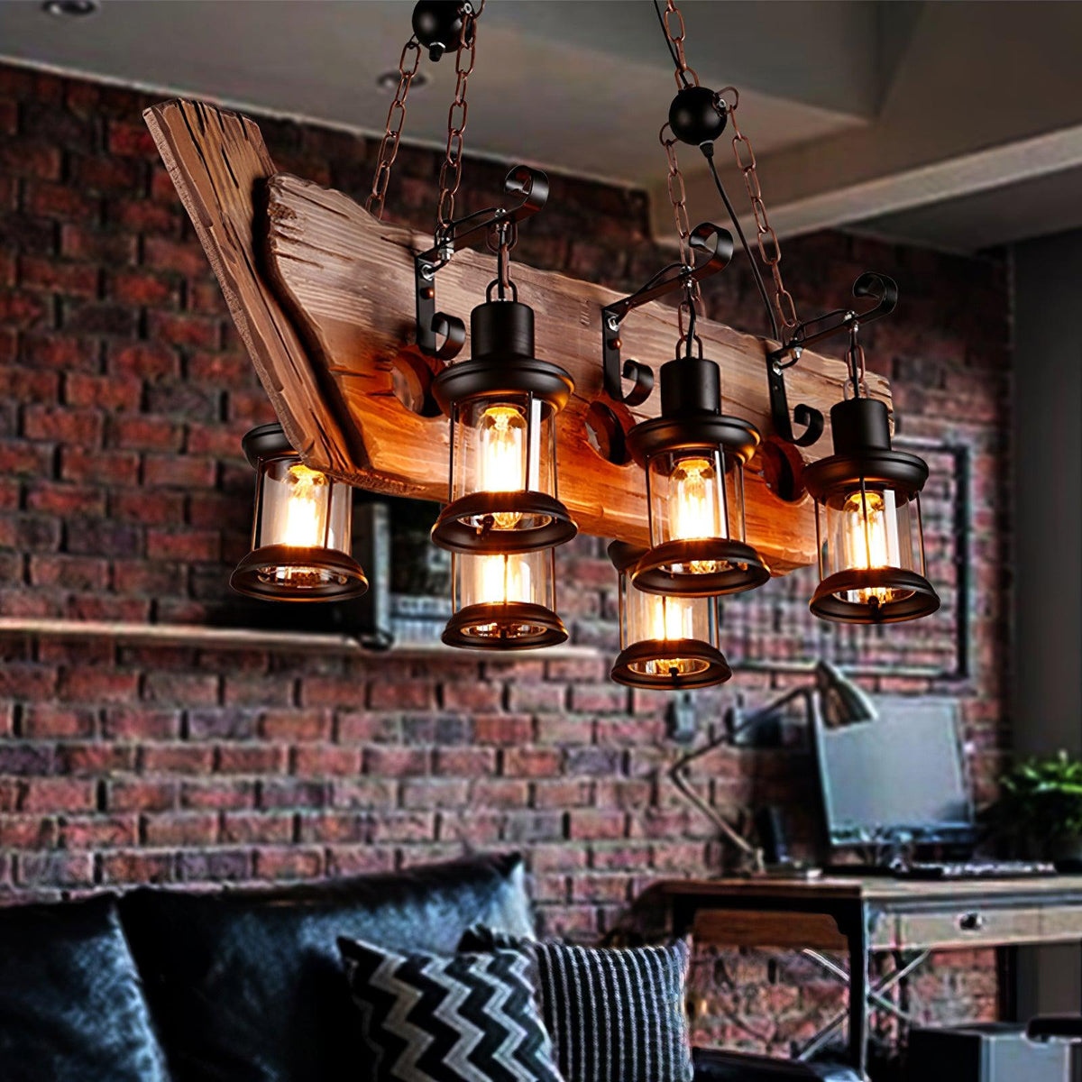 Aurzorir Vintage Wood Chandelier