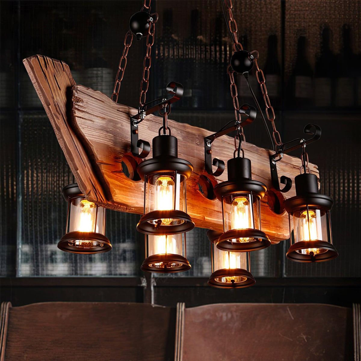 Aurzorir Vintage Wood Chandelier