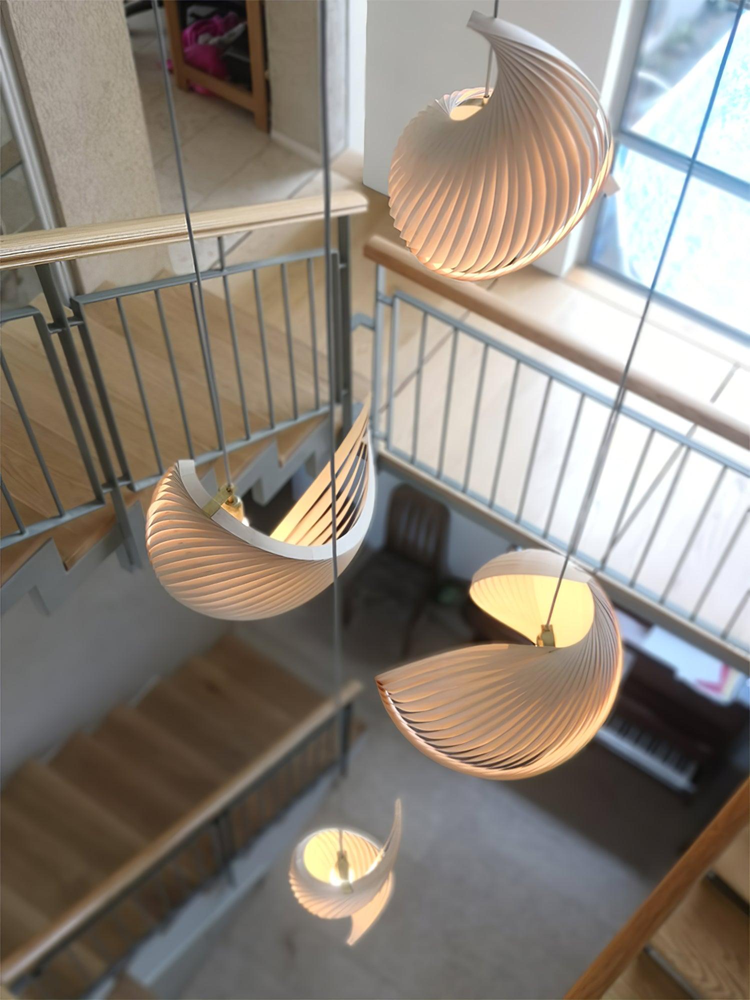 Loe Postmodern Luxury Shell Wood Wood Pendant Light
