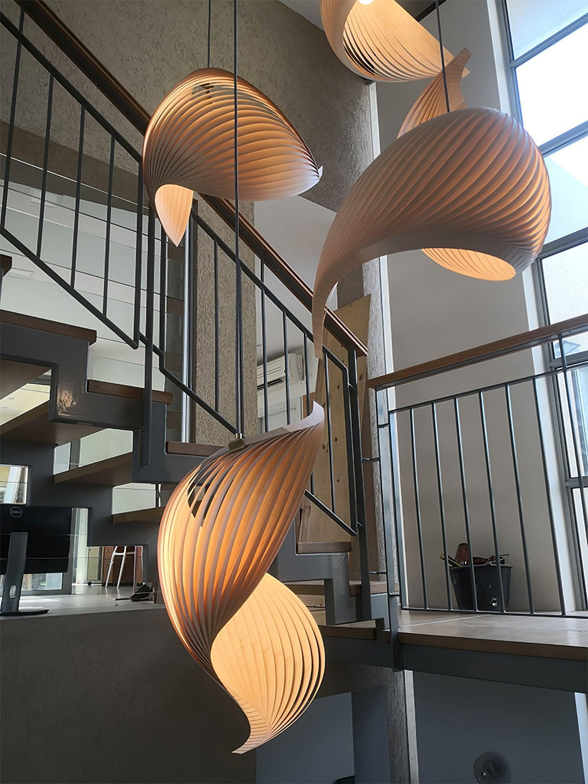 Loe Postmodern Luxury Shell Wood Wood Pendant Light