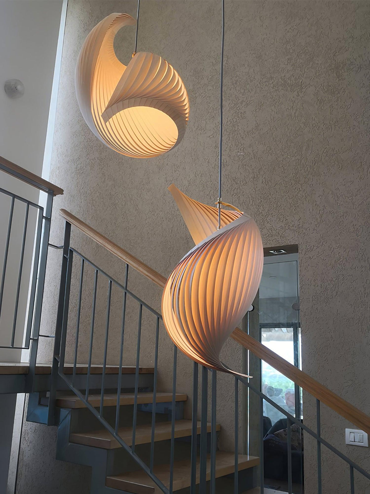 Loe Postmodern Luxury Shell Wood Wood Pendant Light