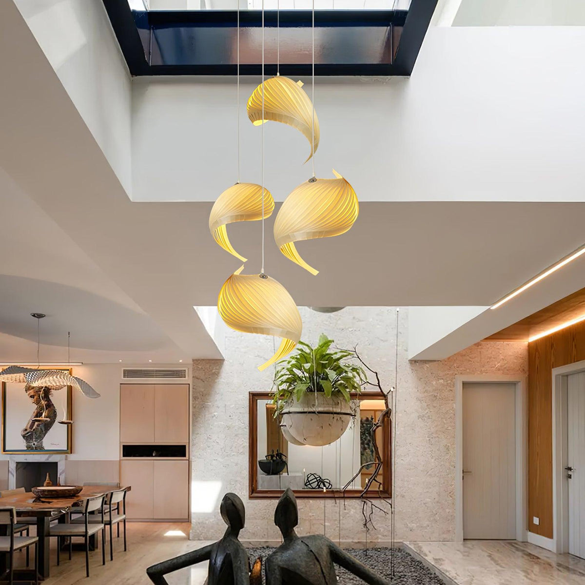 Loe Postmodern Luxury Shell Wood Wood Pendant Light